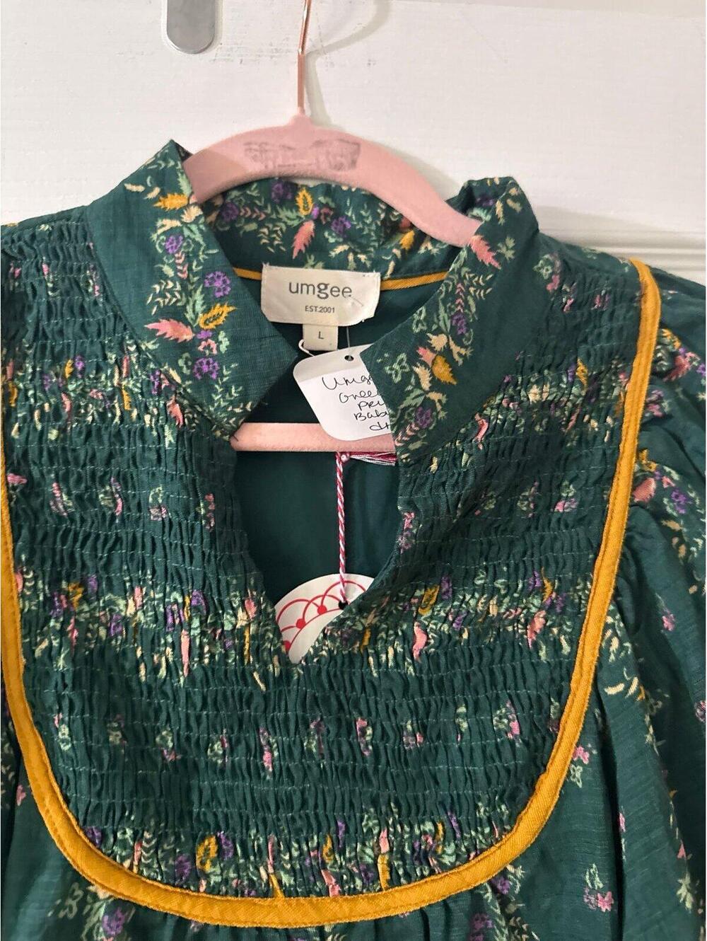 Umgee Green Floral Print Boutique Dress Large New with Tags - Picture 3 of 7